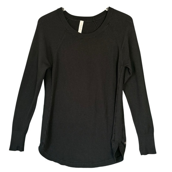 LULULEMON Hello Aloe Pullover Sweater Black Long Sleeve Thumbs Womens Size 10 - Picture 1 of 11